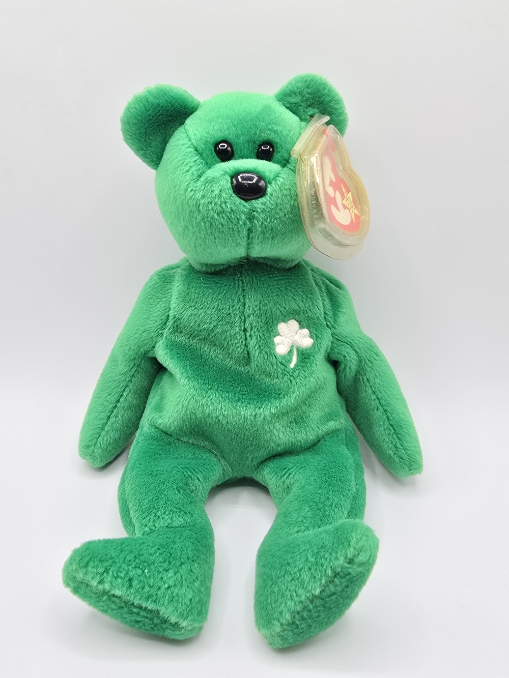 Ty Beanie Baby Erin Bear 1997 Shamrock Green Irish Retired PVC Pellets